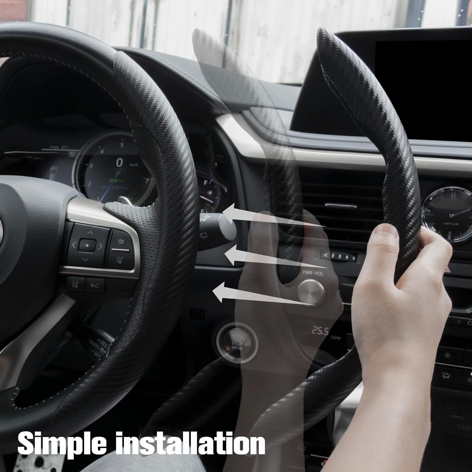 Car Carbon Fiber Anti-Skid Steering Wheel Cover