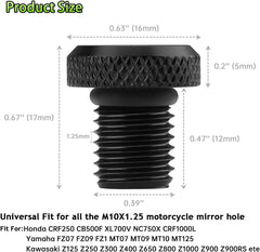 Motorcycle Mirror Hole Plug M10x1.25