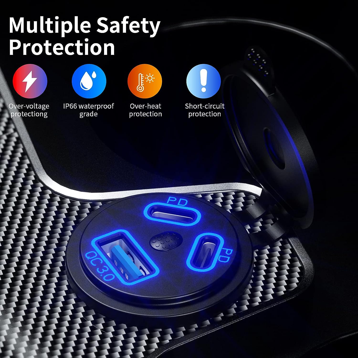 12V USB Outlet Quick Charge 3.0 USB Charger