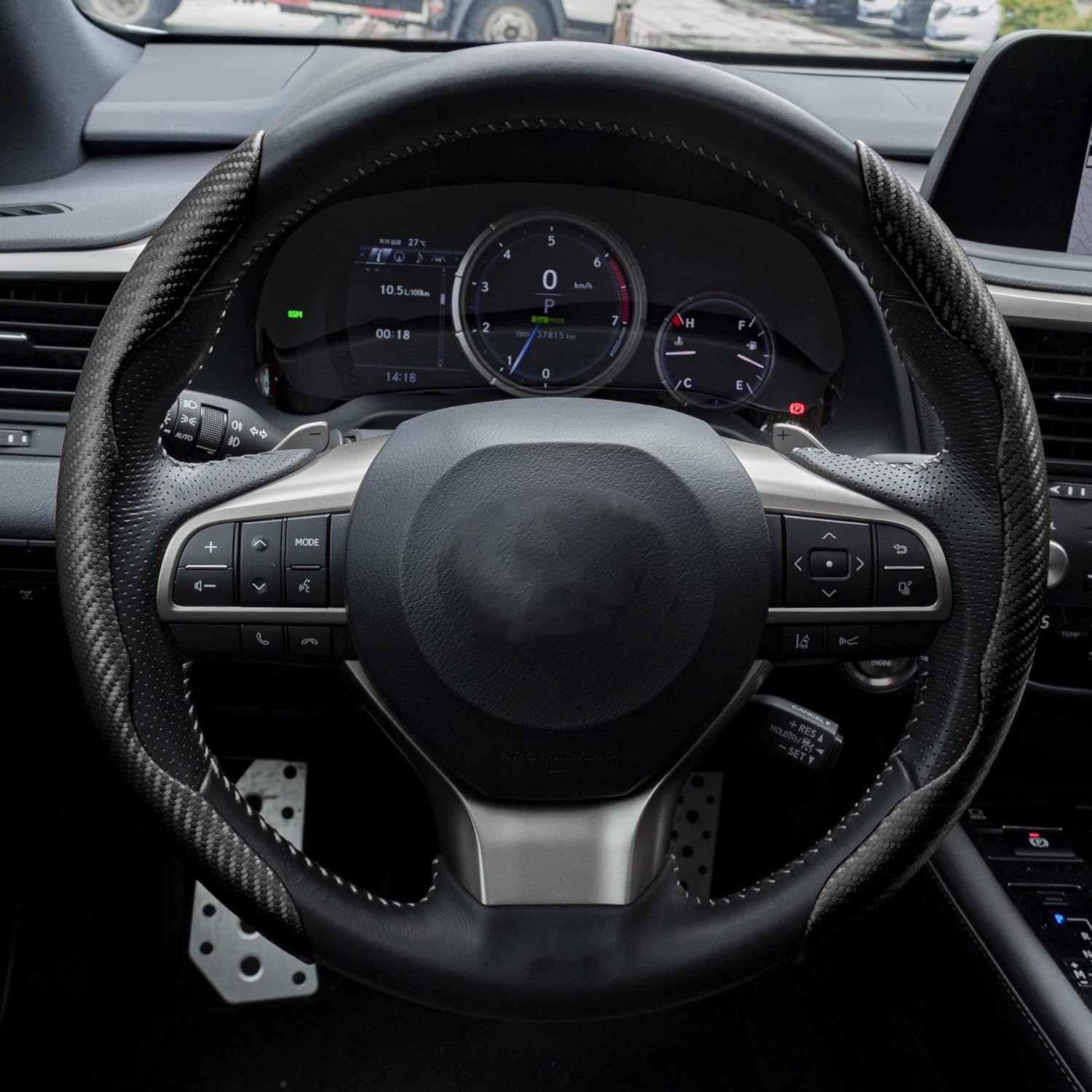 Car Carbon Fiber Anti-Skid Steering Wheel Cover