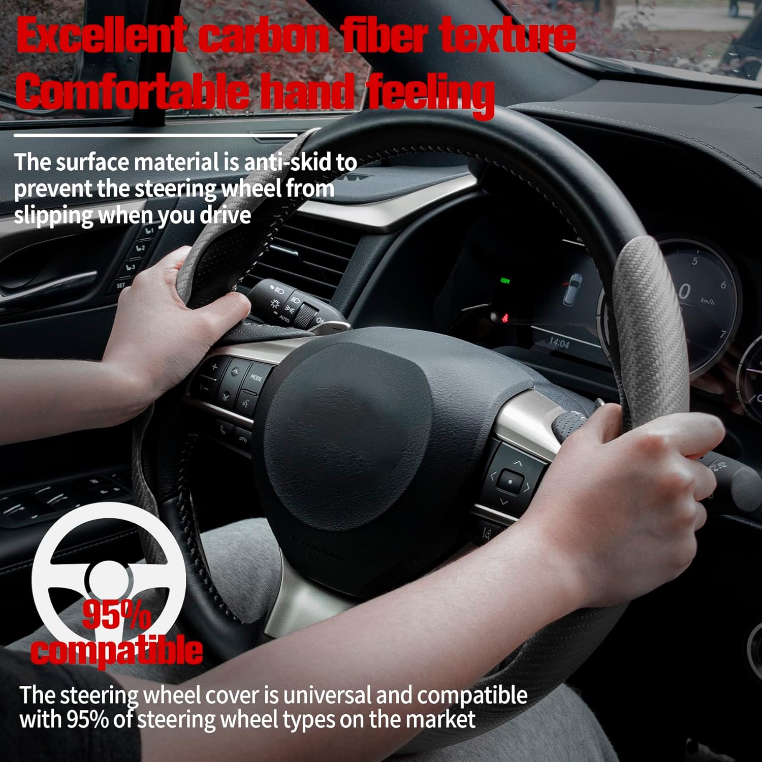 Car Carbon Fiber Anti-Skid Steering Wheel Cover