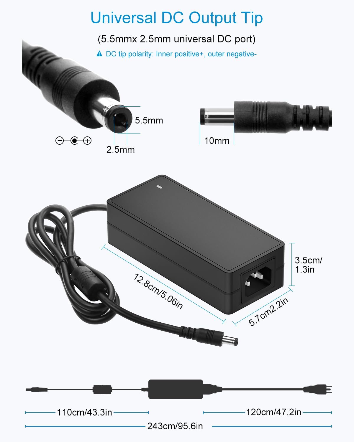 5V 10A 50W DC Power Adapter 5.5×2.5mm