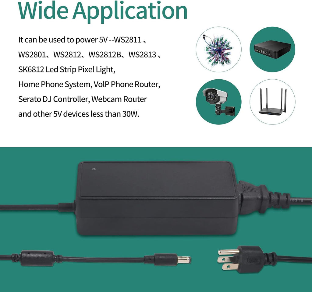 5V 6A 30W DC Power Adapter with Interchangeable Tips