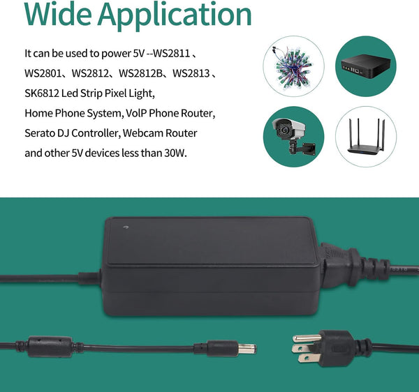 5V 6A 30W DC Power Adapter with Interchangeable Tips