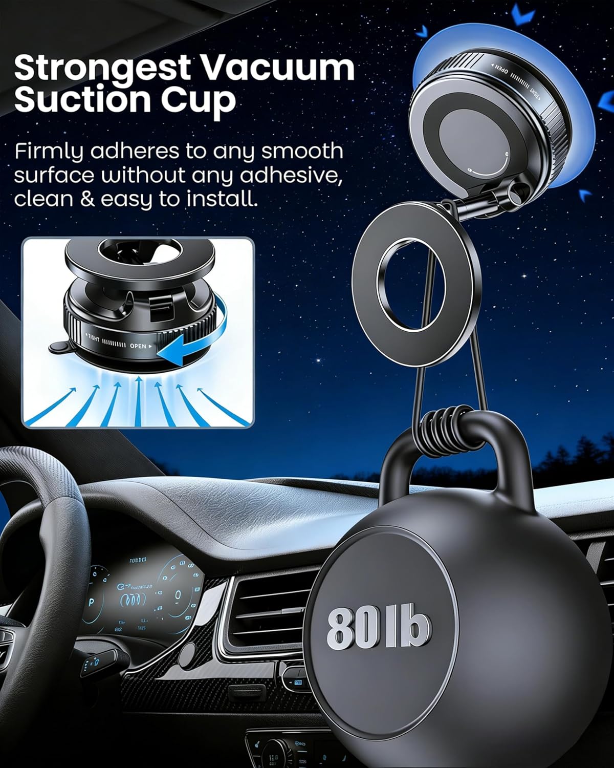 Vacuum Magnetic Phone Holder for Car