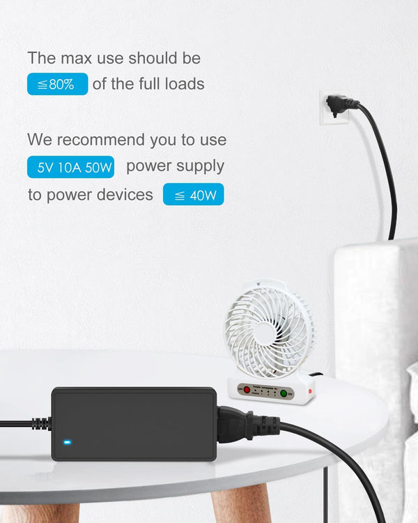 5V 10A 50W DC Power Adapter 5.5×2.5mm