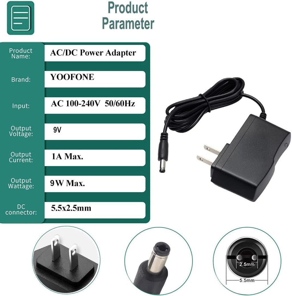 9V 1A Power Supply Adapter