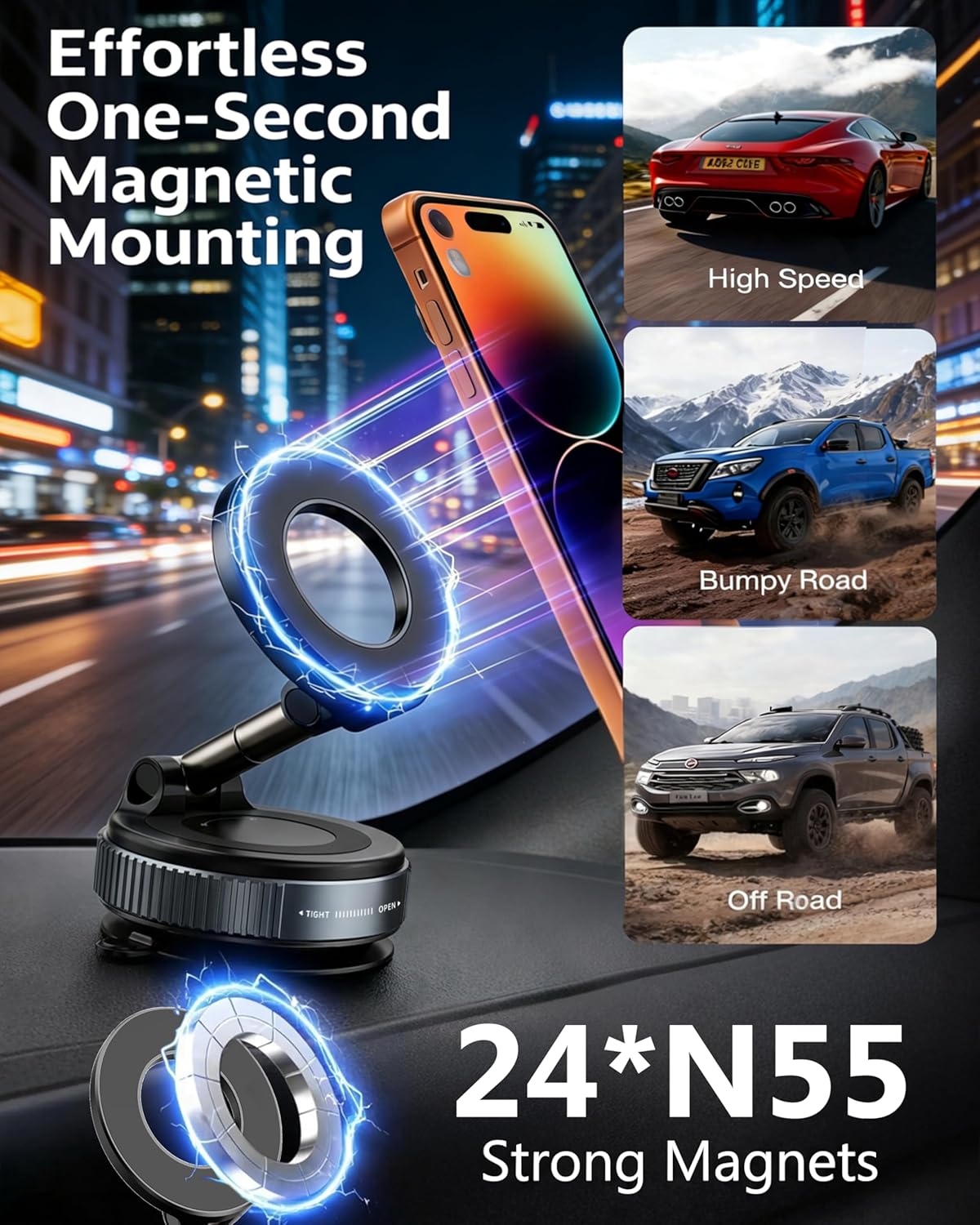 Vacuum Magnetic Phone Holder for Car