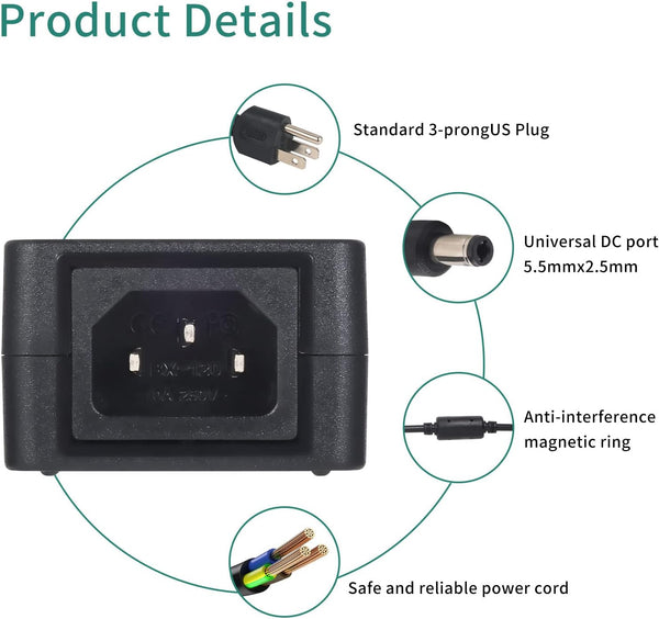 5V 6A 30W DC Power Adapter with Interchangeable Tips