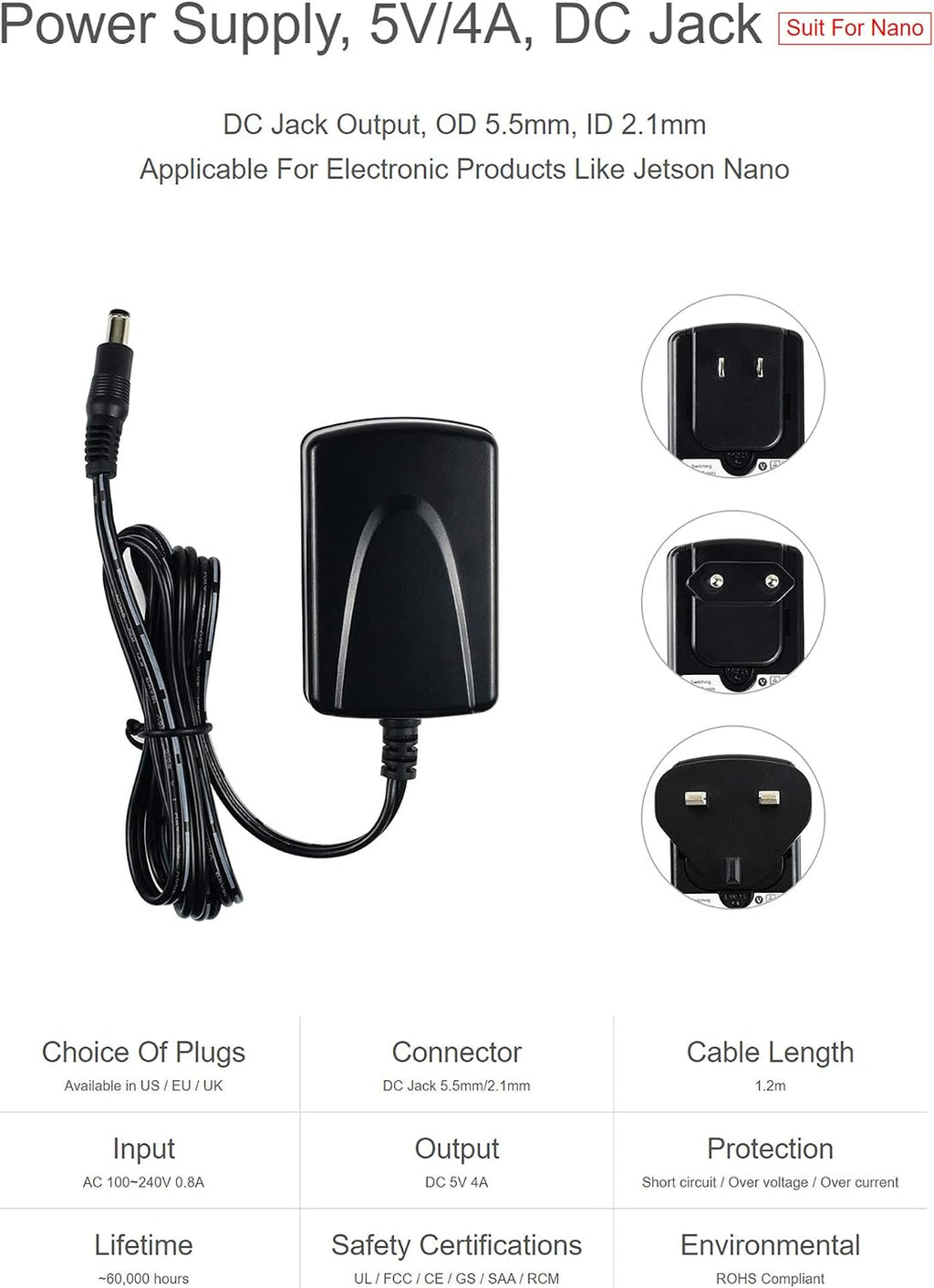5V 4A Power Supply Charger