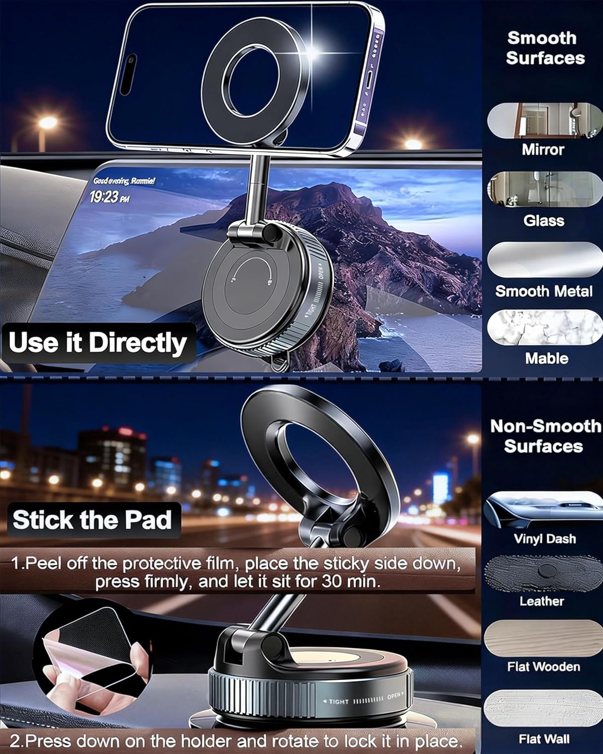 Vacuum Magnetic Phone Holder for Car