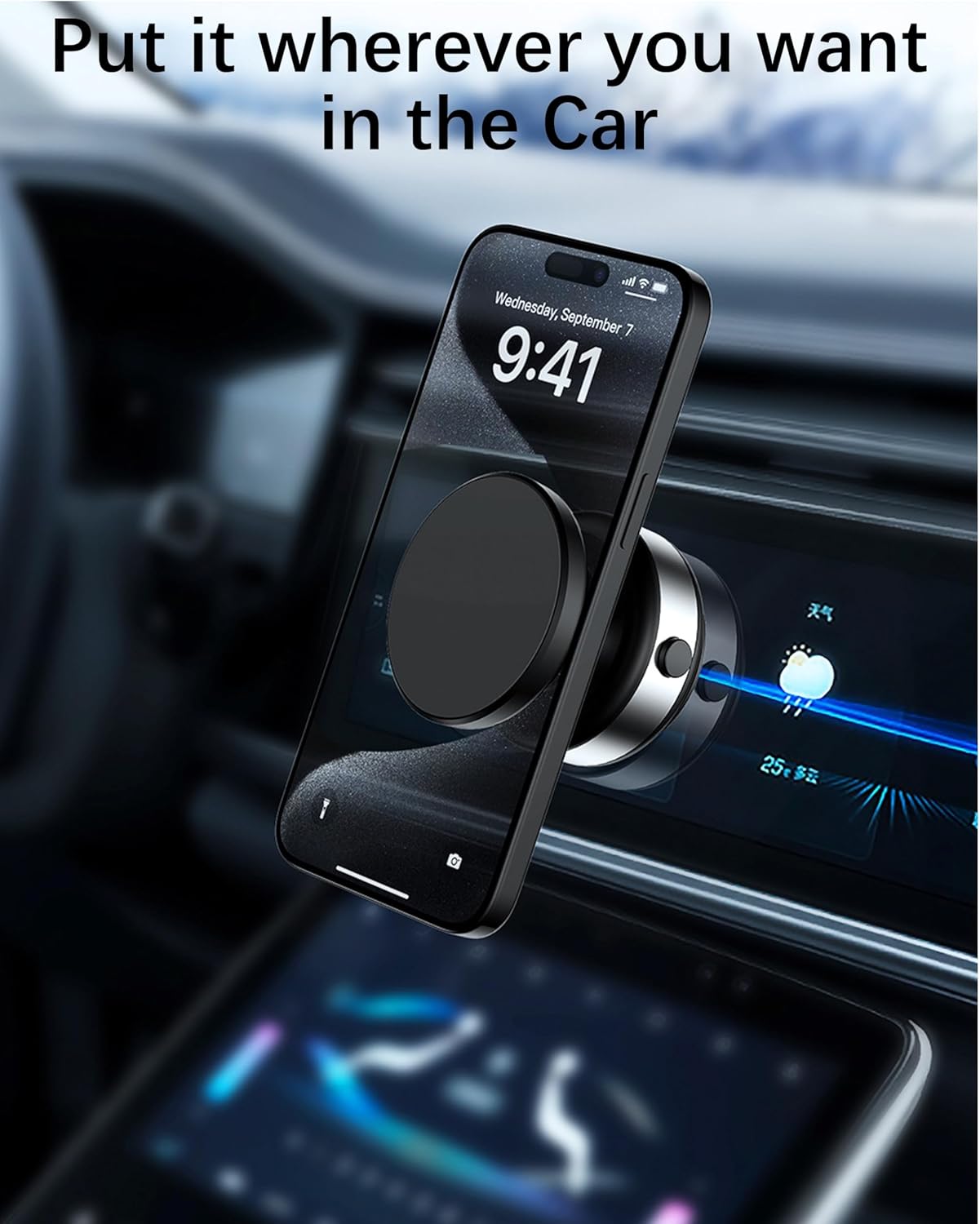 Electric Vacuum Suction Cup Magnetic Phone Mount